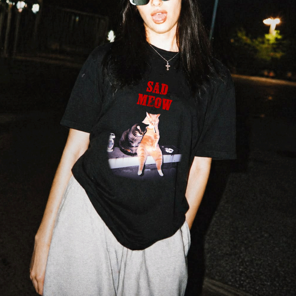 Áo Thun Sad Meow Form Oversize Nam Nữ
