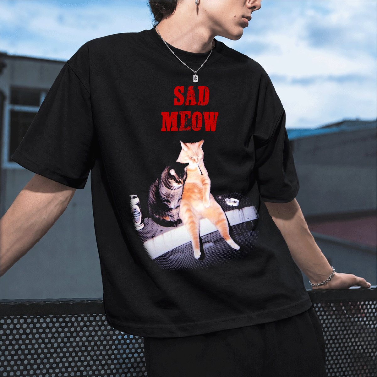 Áo Thun Sad Meow Form Oversize Nam Nữ