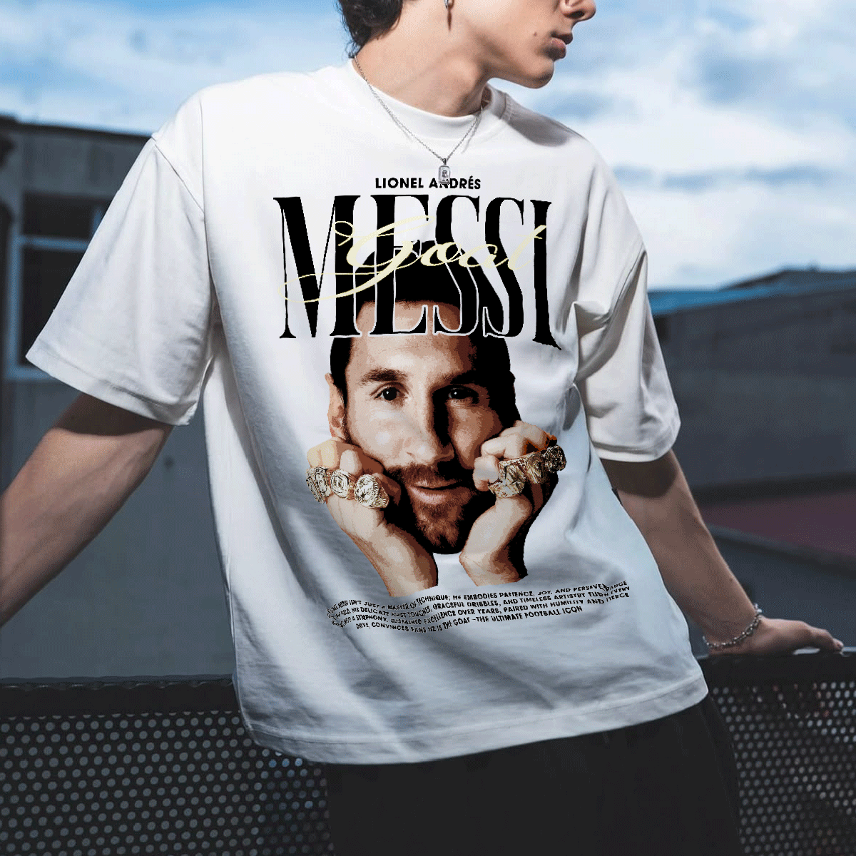 Áo Thun Oversize Cotton 100% Messi Goat