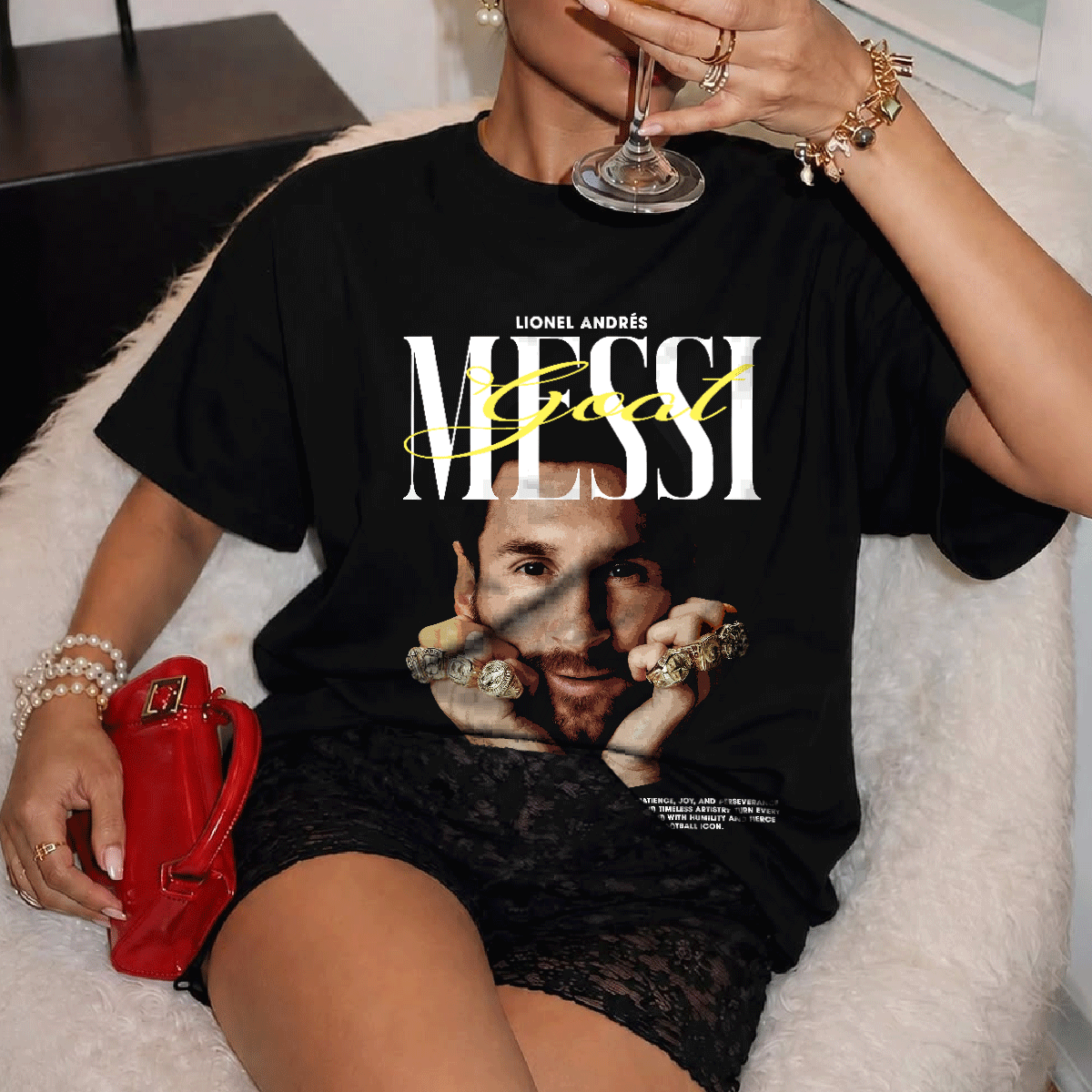 Áo Thun Oversize Cotton 100% Messi Goat